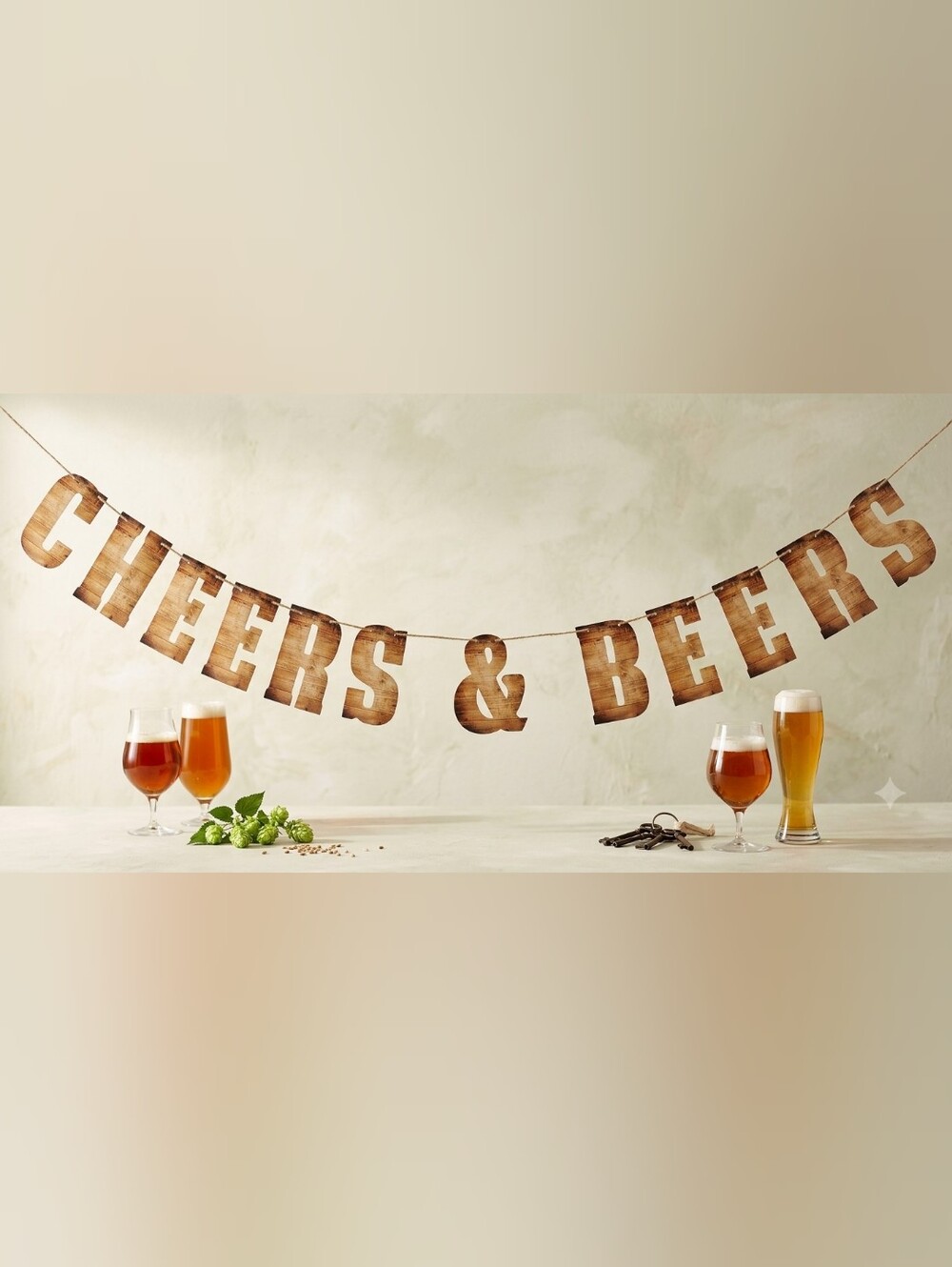Rustic Brown Letter Banner "Cheers & Beers"- Home Party Supplies